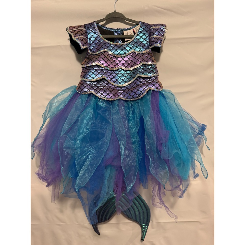 Gillian's Closet Girls Mermaid Halloween Costume Dress Iridescent Blue Purple 4